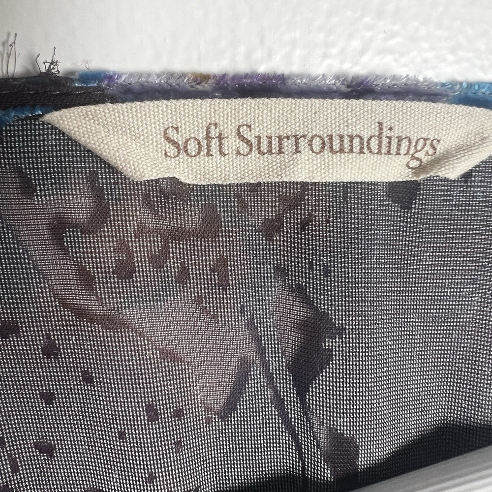 Soft Surroundings Sz XL ELECTRIC Velvet Burnout Rich‎ Velvet Floral Blouse Top - Picture 9 of 12